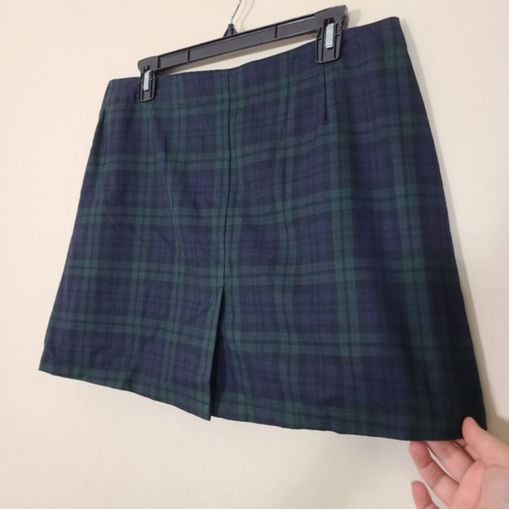 Green Purple Plaid Skirt‎ Skort Academia Preppy Streetwear - Picture 6 of 7